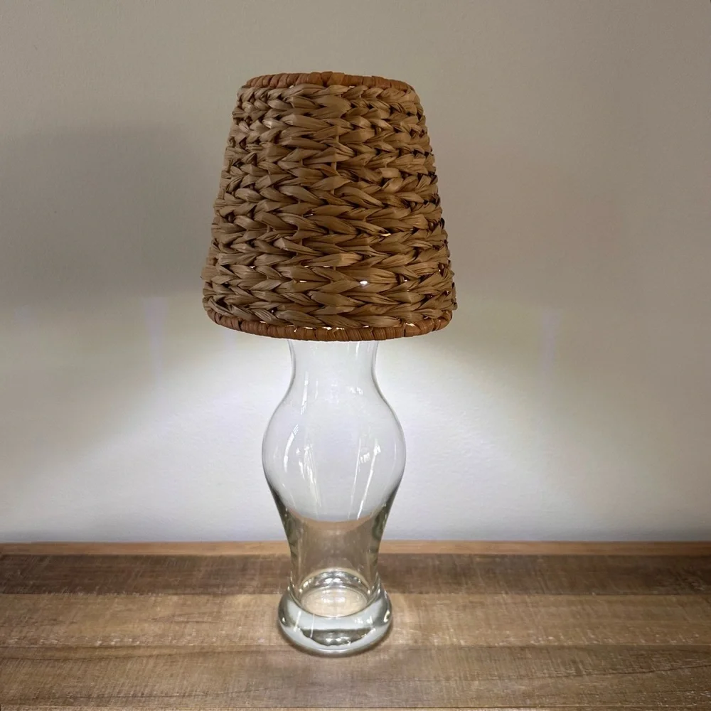 DIY Cordless Lamp Kit Basket Weaved Shade and Base Small Lampshade Table Light